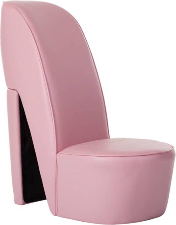 VidaXL Hakstoel roze kunstleer stijlvol en uniek Hakstoel Pumpstoel Lounge Chair Roze Fauteuil Kunstleder Meubilair Trendy Stoel - Foto 3