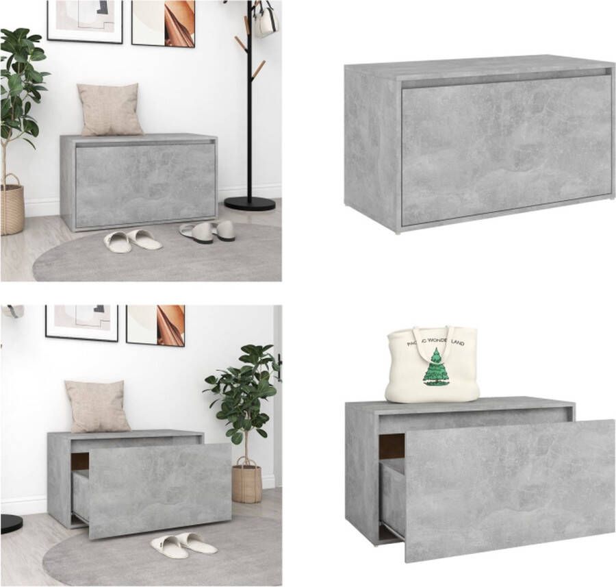 VidaXL Halbank 80x40x45 cm bewerkt hout betongrijs Halbank Halbanken Gangbank Opbergbank