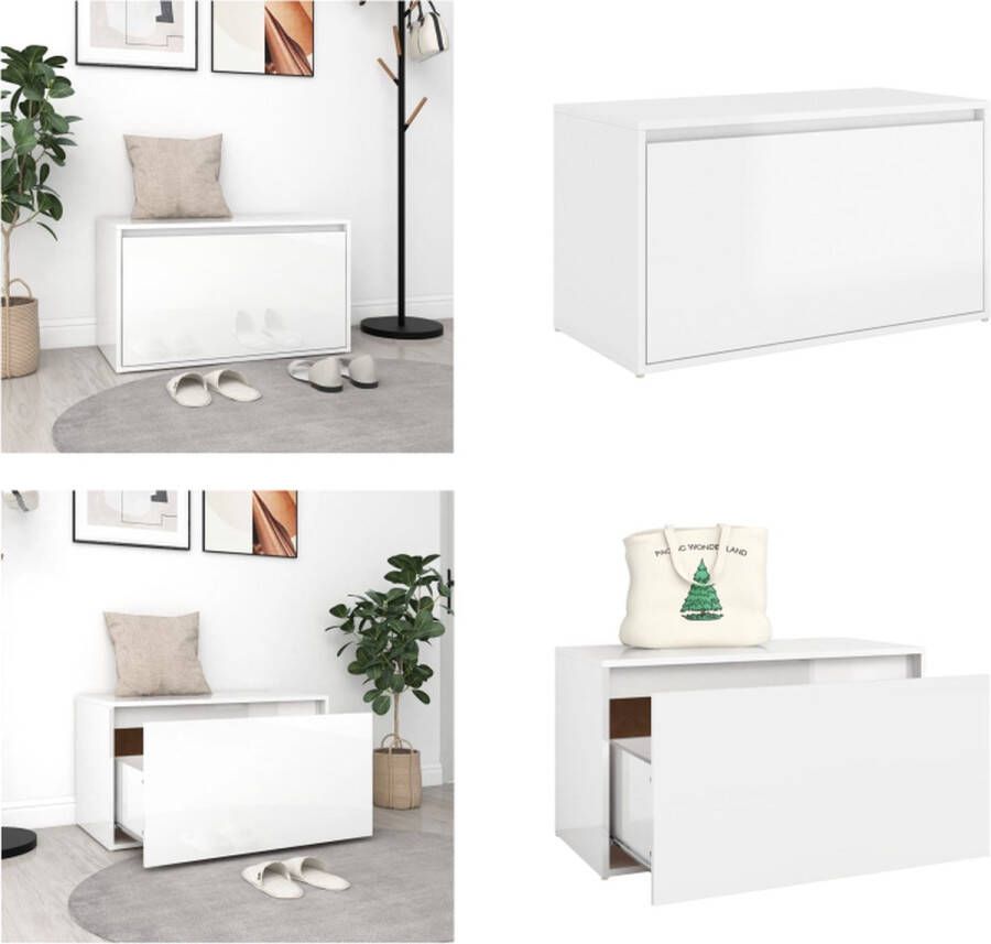 VidaXL Halbank 80x40x45 cm bewerkt hout hoogglans wit Halbank Halbanken Gangbank Opbergbank