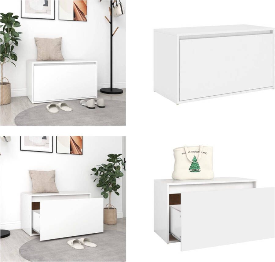 VidaXL Halbankje 80x40x45 cm bewerkt hout wit Halbank Halbanken Gangbank Opbergbank