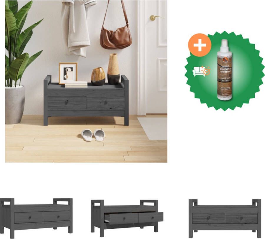 VidaXL Halbank Bosque Opbergbank 80x40x43 cm Massief grenenhout Hocker Inclusief Houtreiniger en verfrisser