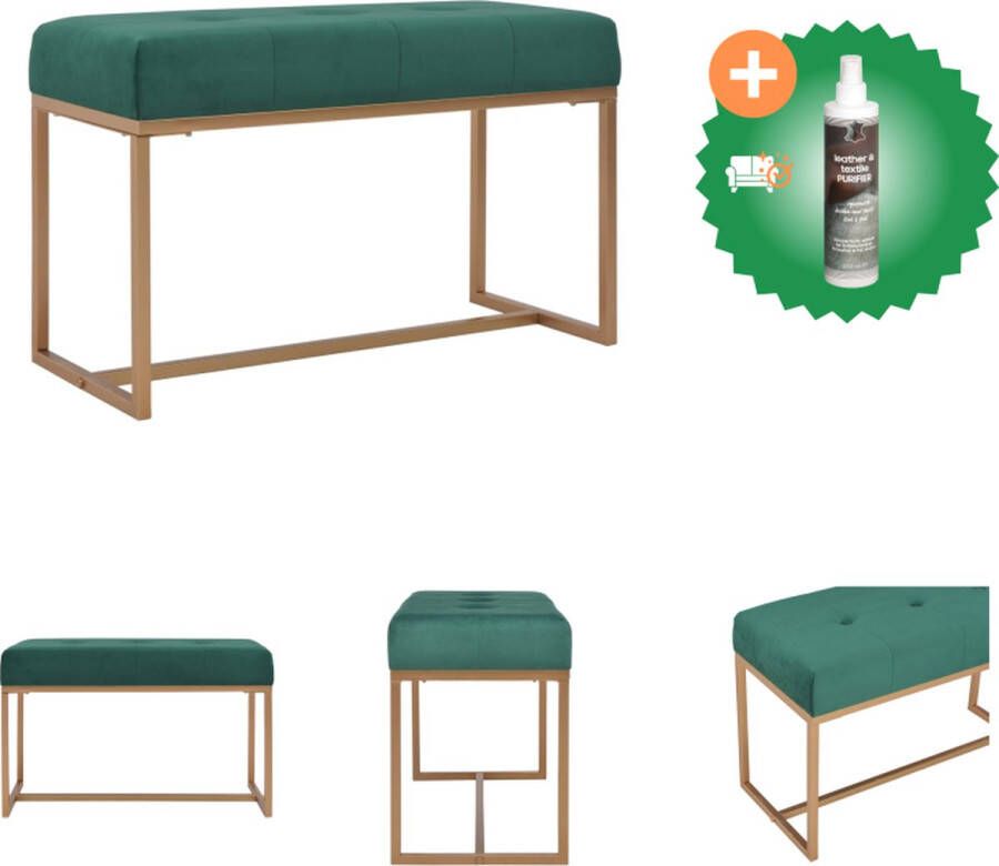 VidaXL Halbank Fluweel Groen 80 x 36 x 45 cm Hocker Inclusief Reiniger
