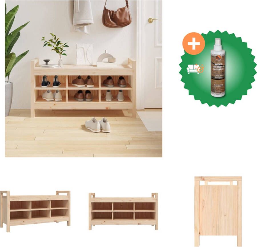 VidaXL Halbank Grenenhout 110 x 40 x 60 cm Opbergruimte Decoratief blad Hocker Inclusief Houtreiniger en verfrisser