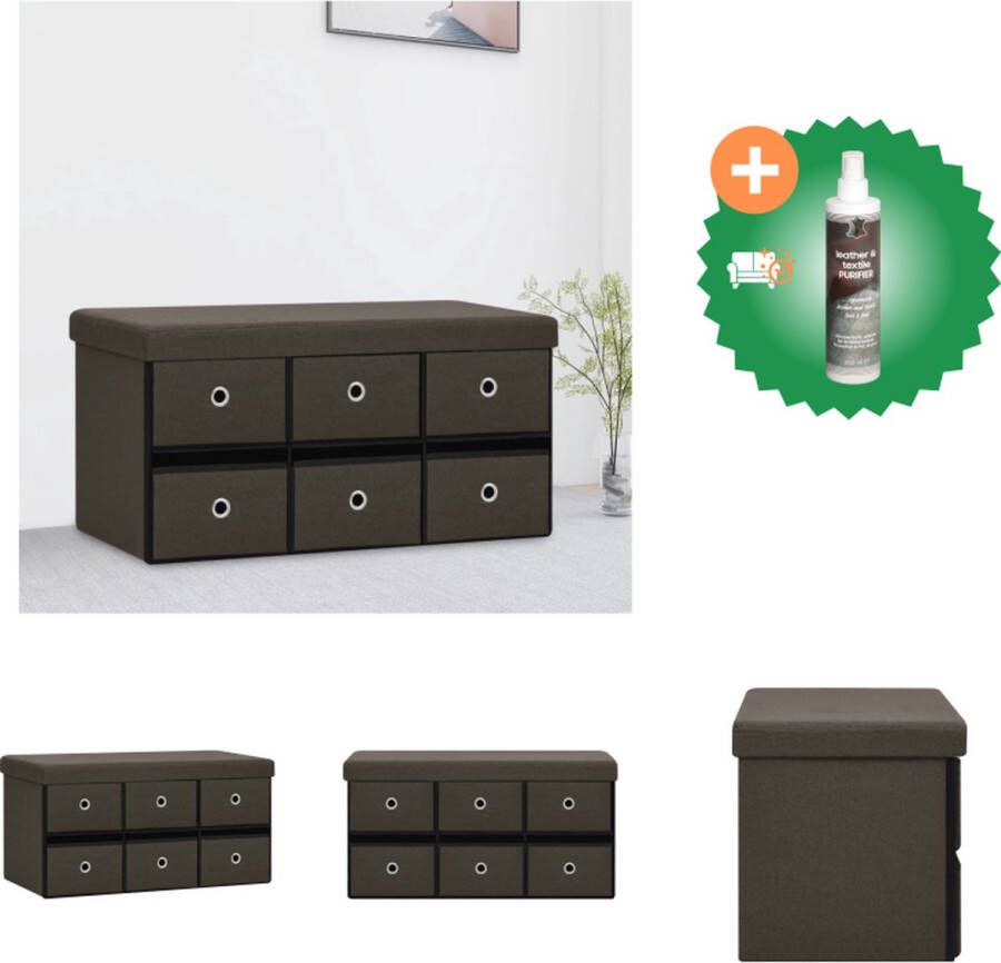 VidaXL Halbank Opbergbank Donkerbruin 76 x 38 x 38 cm (B x D x H) Kunstlinnen MDF 6 Lades Hocker Inclusief Reiniger