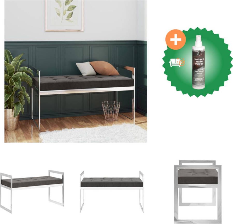 VidaXL Halbank Velvet Grijs Zilver 97x44x46 cm Hocker Inclusief Reiniger