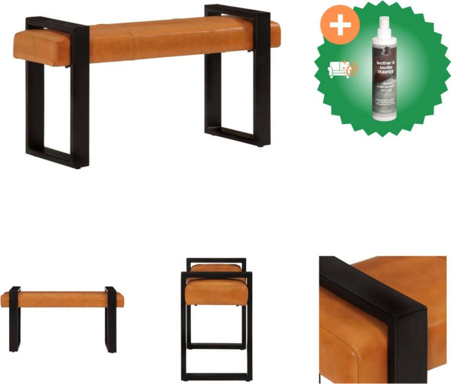 VidaXL Bankje 110 cm echt geitenleer zwart en bruin Bank Inclusief Reiniger
