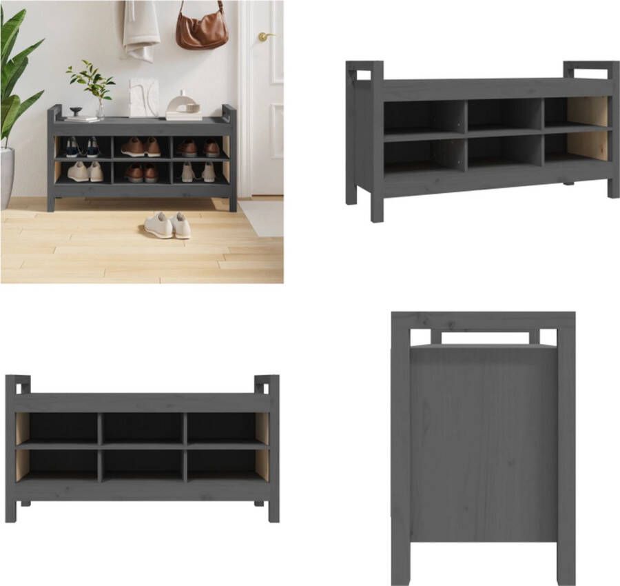 VidaXL Halbankje 110x40x60 cm massief grenenhout grijs Halbankje Halbankjes Bankje Gangbankje