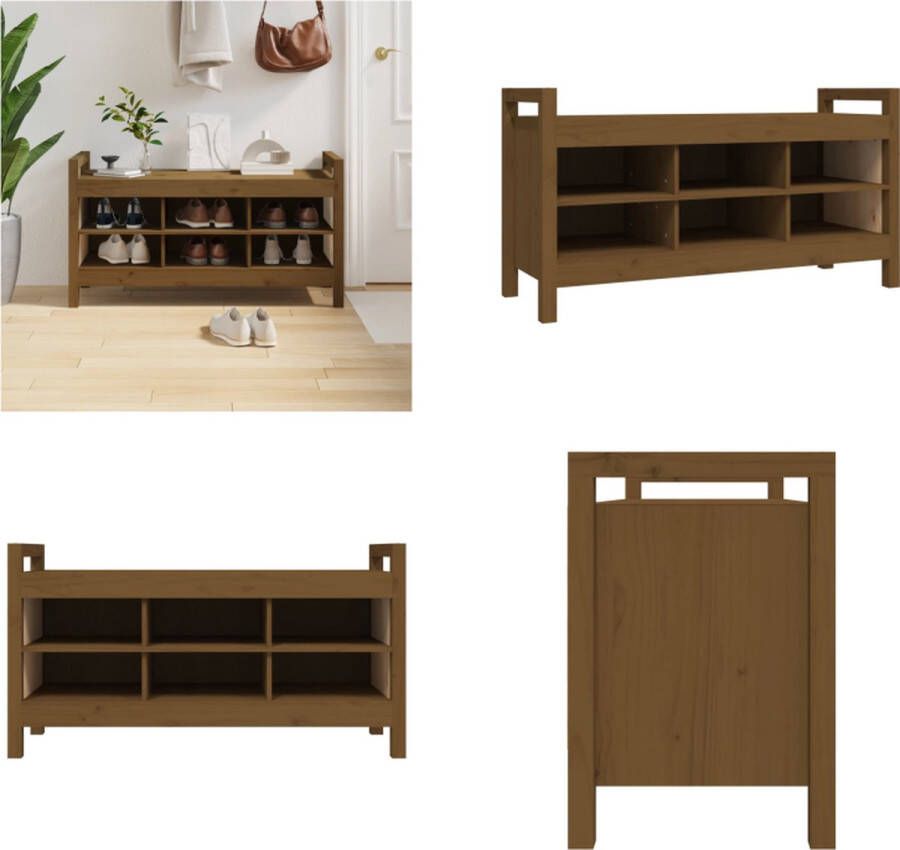 VidaXL Halbankje 110x40x60 cm massief grenenhout honingbruin Halbankje Halbankjes Bankje Gangbankje