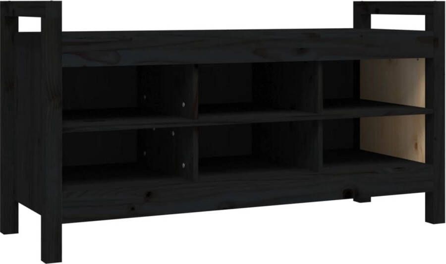 VidaXL -Halbankje-110x40x60-cm-massief-grenenhout-zwart
