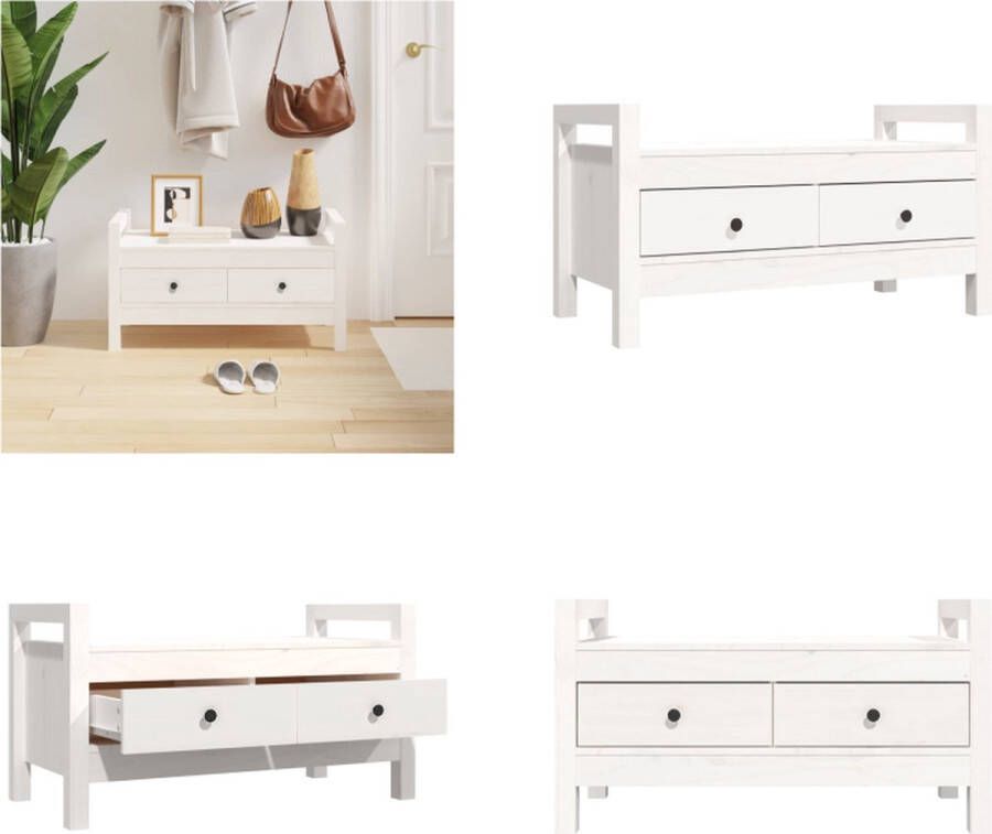 VidaXL Halbankje 80x40x43 cm massief grenenhout wit Halbankje Halbankjes Bankje Gangbankje