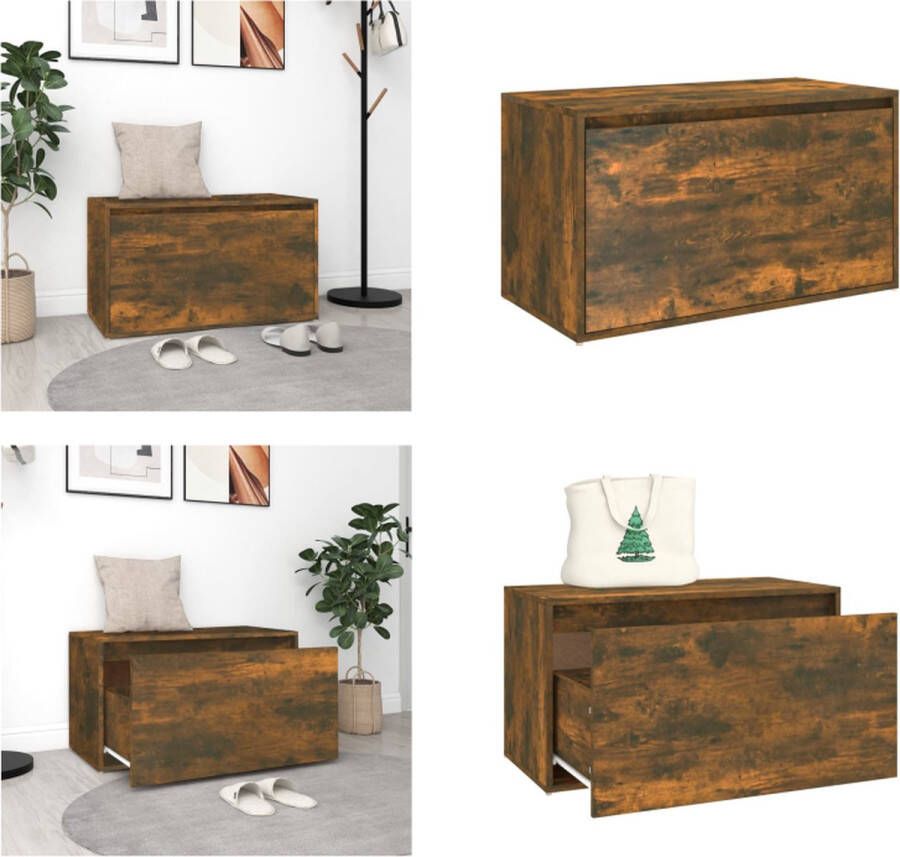 VidaXL Halbankje 80x40x45 cm bewerkt hout gerookt eikenkleurig Bank Banken Bankje Halbank