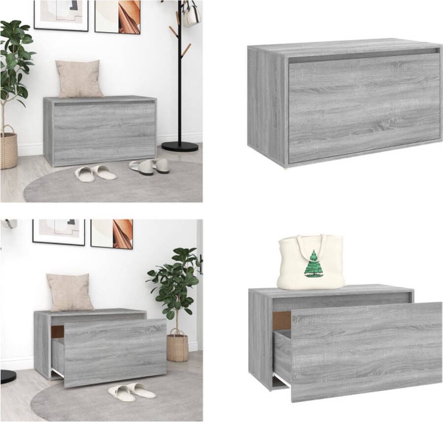 VidaXL Halbankje 80x40x45 cm bewerkt hout grijs sonoma eikenkleurig Bank Banken Bankje Halbank