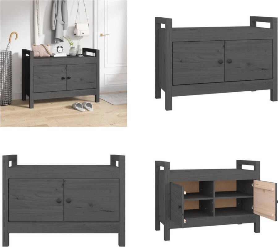 VidaXL Halbankje 80x40x60 cm massief grenenhout grijs Halbankje Halbankjes Bankje Gangbankje