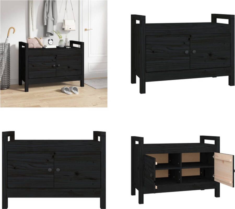 VidaXL Halbankje 80x40x60 cm massief grenenhout zwart Halbankje Halbankjes Bankje Gangbankje