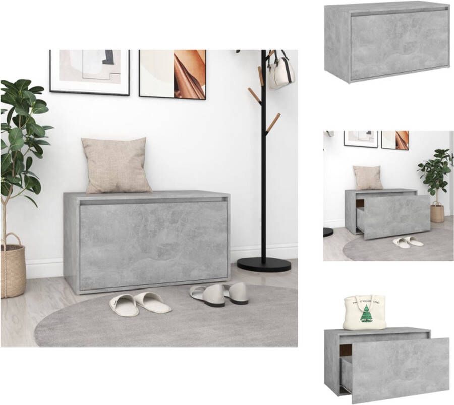 VidaXL Halbankje Betongrijs Opbergbank 80 x 40 x 45 cm Hoogwaardig spaanplaat Montage vereist Hocker