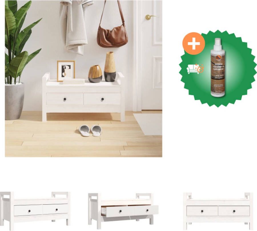 VidaXL Halbankje Halbank 80 x 40 x 43 cm Massief grenenhout Hocker Inclusief Houtreiniger en verfrisser