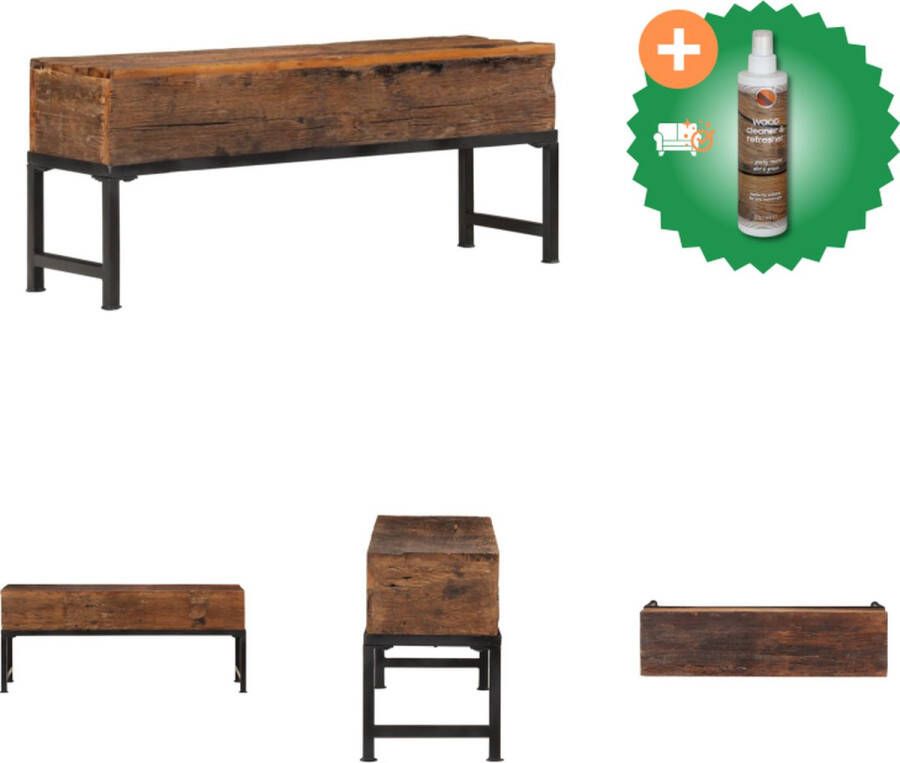 VidaXL Halbankje Industriële Stijl 110x30x45 cm Massief Gerecycled Hout IJzeren Frame Hocker Inclusief Houtreiniger en verfrisser