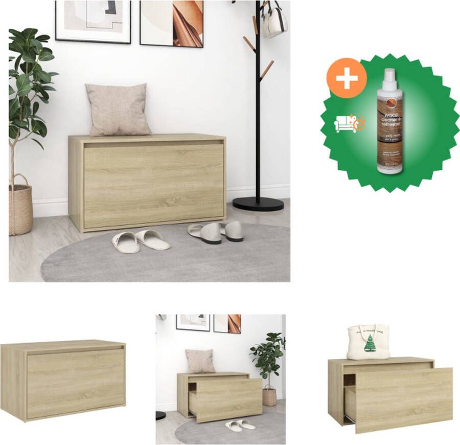 VidaXL Halbankje Opbergbank 80x40x45 cm Sonoma Eiken Hoogwaardig Spaanplaat Duurzaam Montage vereist Hocker Inclusief Houtreiniger en verfrisser