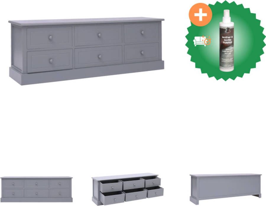 VidaXL Halbankje Paulownia Populierenhout 115x30x40 cm Donkergrijs Hocker Inclusief Reiniger