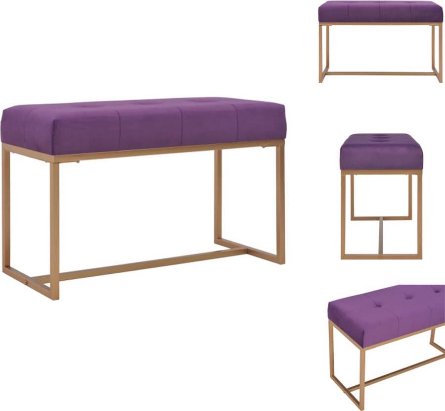 vidaXL Halbankje Purple Velvet- 80x36x45cm -Stabiele ijzeren poten Hocker