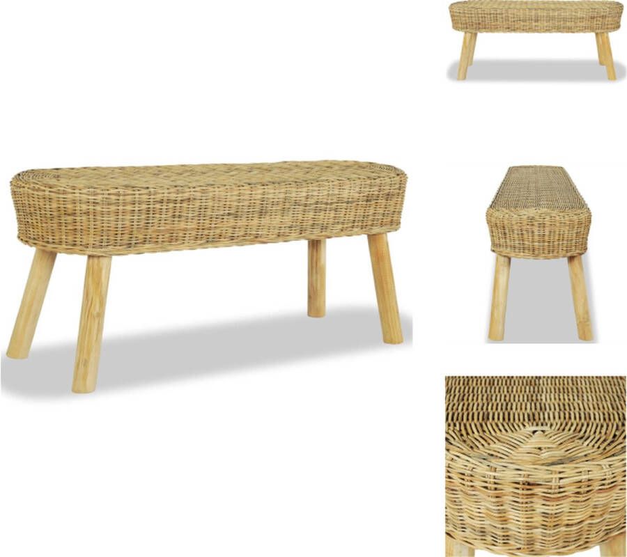 VidaXL Gangbank Gangbanken Gang Bank Gang Banken Halbankje 110x35x45 cm natuurlijk rattan - Foto 2