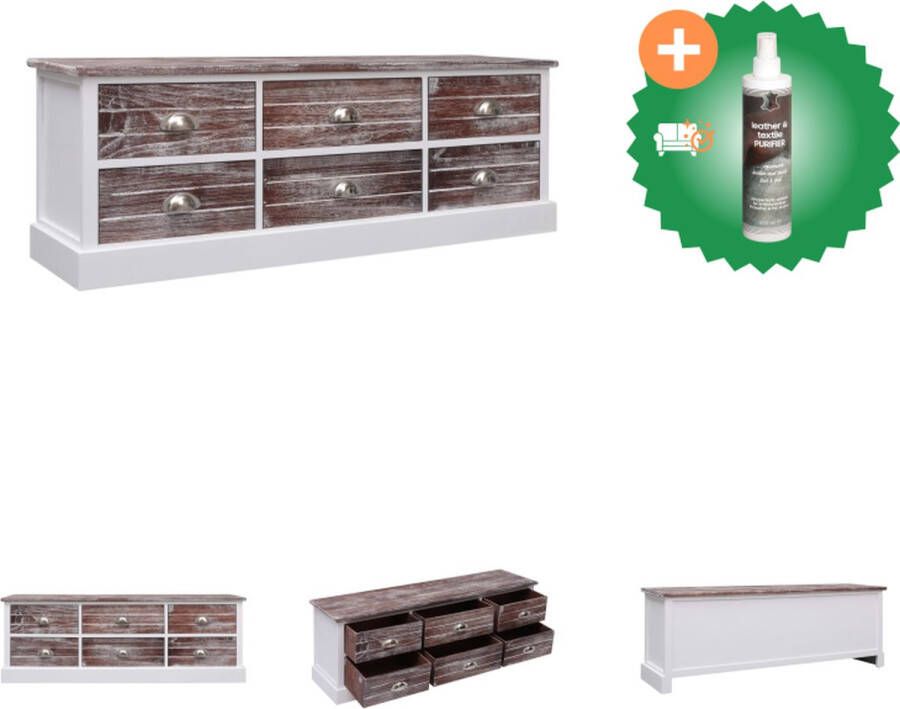 VidaXL Halbankje Rustiek Hout 115 x 30 x 40 cm 6 Lades Bruin Hocker Inclusief Reiniger