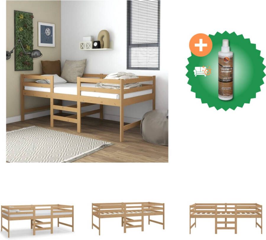 VidaXL Halfhoogslaper Massief Grenenhout 203.5 x 98 x 80.5 cm Honingbruin Bed Inclusief Houtreiniger en verfrisser