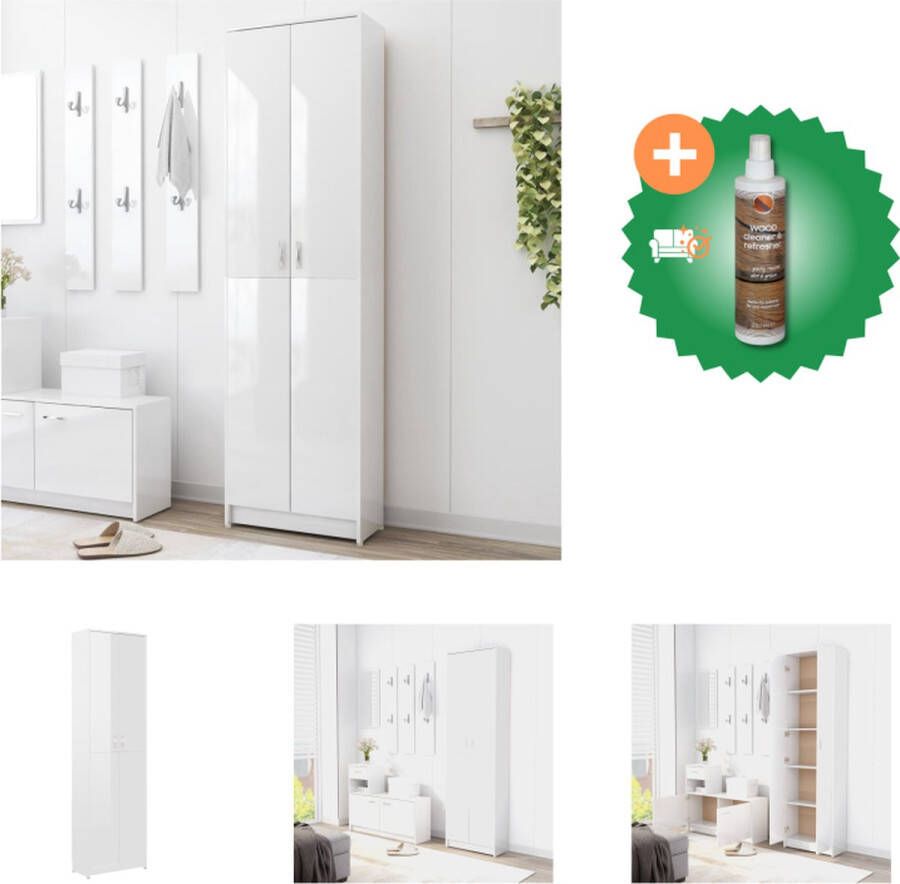 VidaXL Halkast Compact Spaanplaat 55 x 25 x 189 cm Hoogglans wit Kast Inclusief Houtreiniger en verfrisser