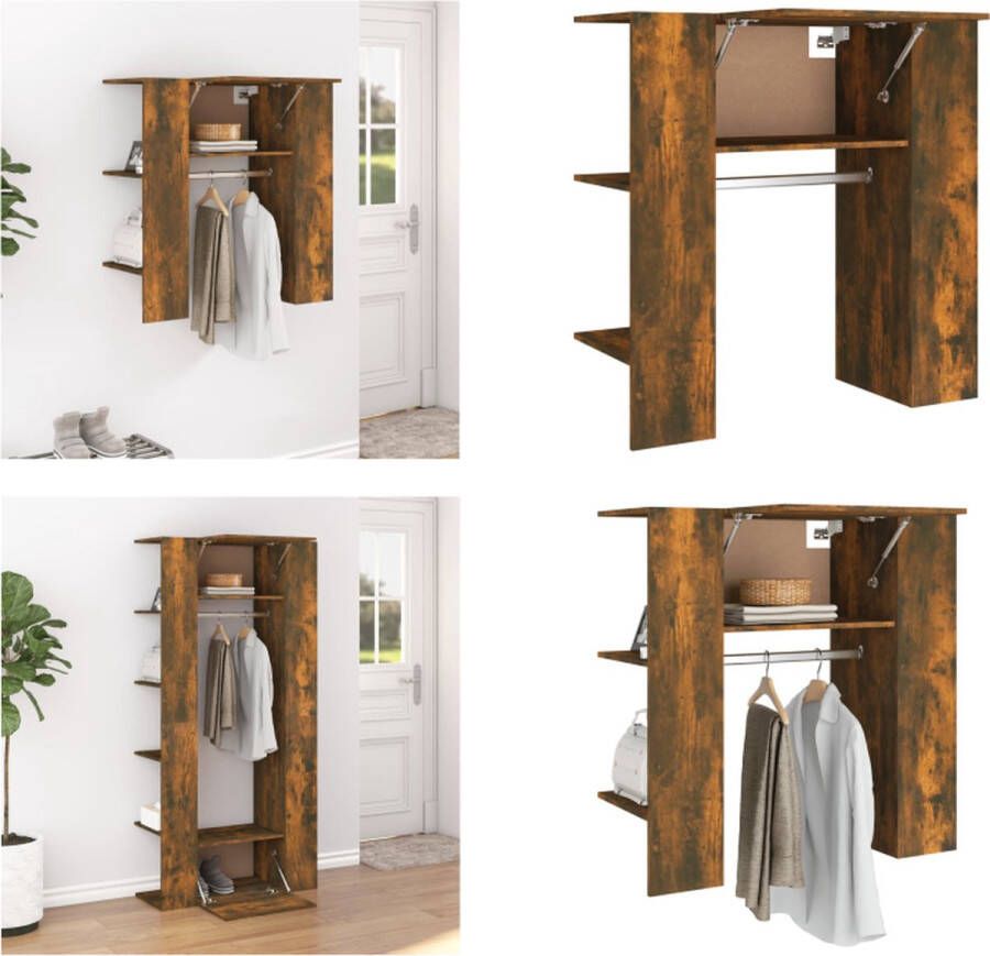 VidaXL Halmeubel 97-5x37x99 cm bewerkt hout gerookt eikenkleurig Gangkast Gangkasten Gangmeubel Gangkast