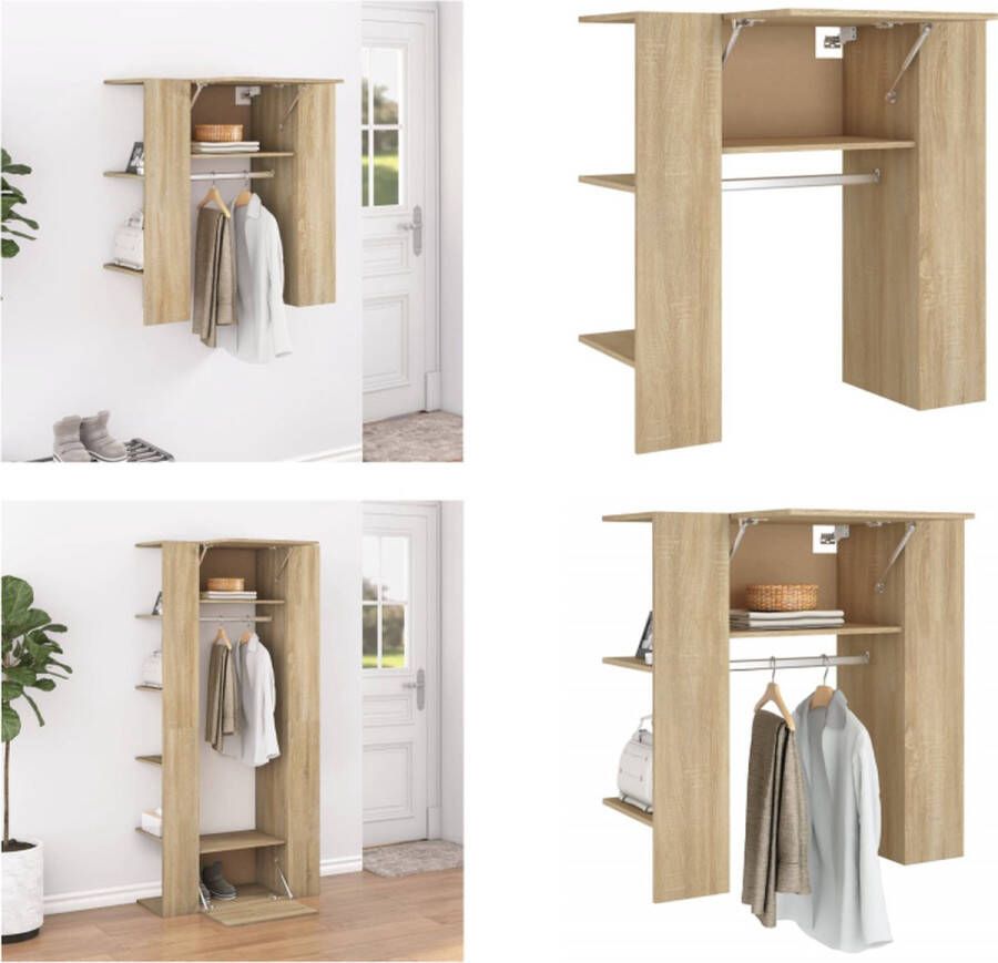 VidaXL Halmeubel 97 5x37x99 cm bewerkt hout sonoma eikenkleurig Gangkast Gangkasten Gangmeubel Gangkast