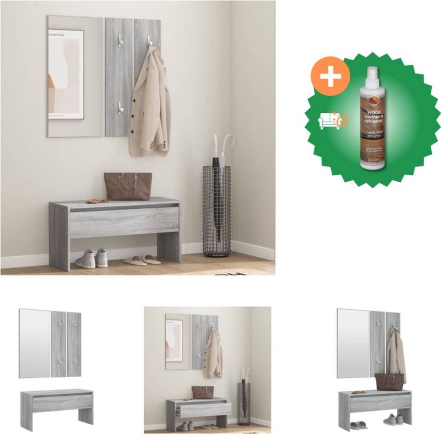 VidaXL Halmeubelset bewerkt hout grijs sonoma eikenkleurig Hocker Inclusief Houtreiniger en verfrisser