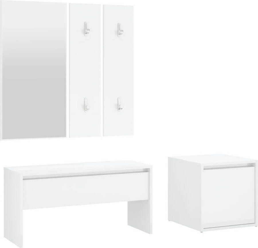 VidaXL Garderobeset Hoogglans Wit Complete Set Gangkast Kast Halkast Opbergkast Meubels Interieurdecoratie Badkameraccessoires Woondecoratie Vintage Industrieel Modern