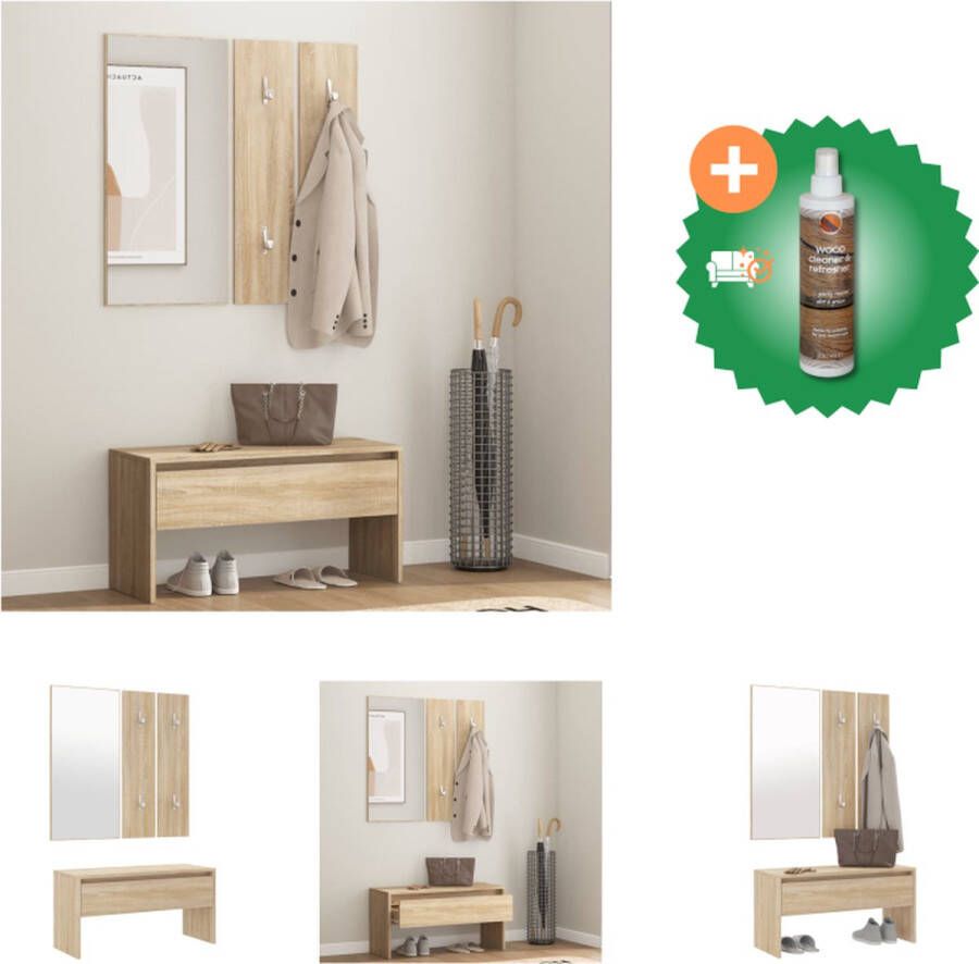 VidaXL Halmeubelset bewerkt hout sonoma eiken Hocker Inclusief Houtreiniger en verfrisser