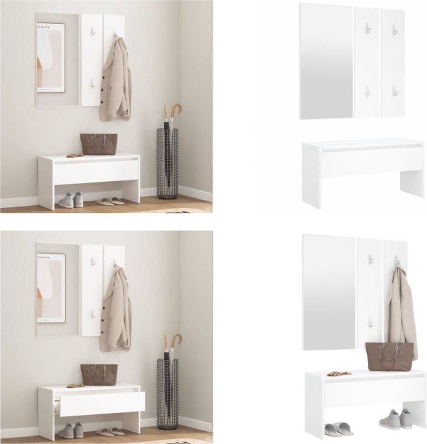 VidaXL Garderobe set bewerkt hout wit Halmeubelset Halmeubelsets Halmeubel Garderobeset