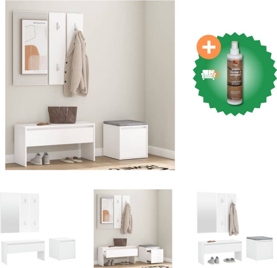 VidaXL Halmeubelset bewerkt hout wit Kast Inclusief Houtreiniger en verfrisser