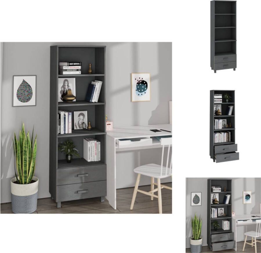 VidaXL Hoge Kast Hoge Kasten Houten Kast Wandkast Hoge kast HAMAR 60x35x180 cm massief grenenhout donkergrijs - Foto 2