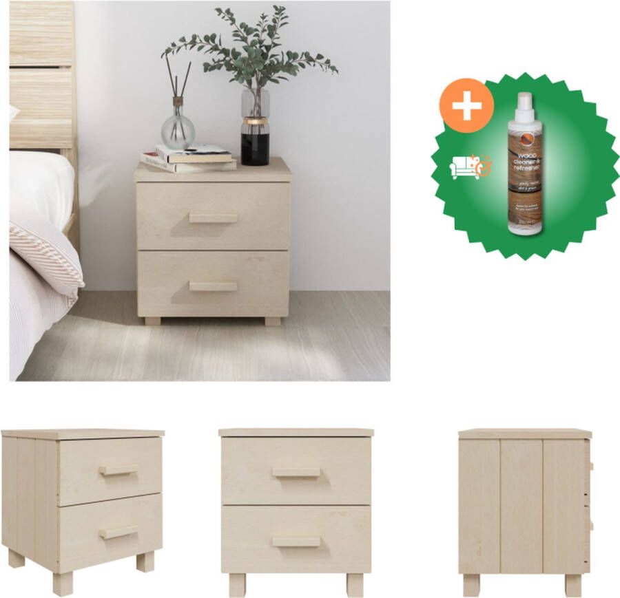 VidaXL HAMAR Nachtkastje Massief Grenenhout 40 x 35 x 44.5 cm Honingbruin Kast Inclusief Houtreiniger en verfrisser