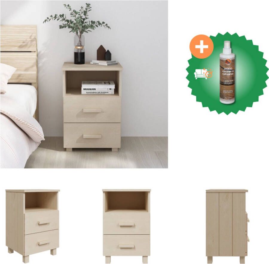 VidaXL HAMAR Nachtkastje Massief grenenhout 40 x 35 x 62 cm Honingbruin Kast Inclusief Houtreiniger en verfrisser
