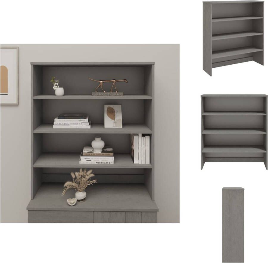 VidaXL Opzetkast Opzetkasten Massief Houten Opzetkast Houten Opzetkast Voor Dressoir Opzetkast HAMAR 90x30x100 cm massief grenenhout lichtgrijs - Foto 2