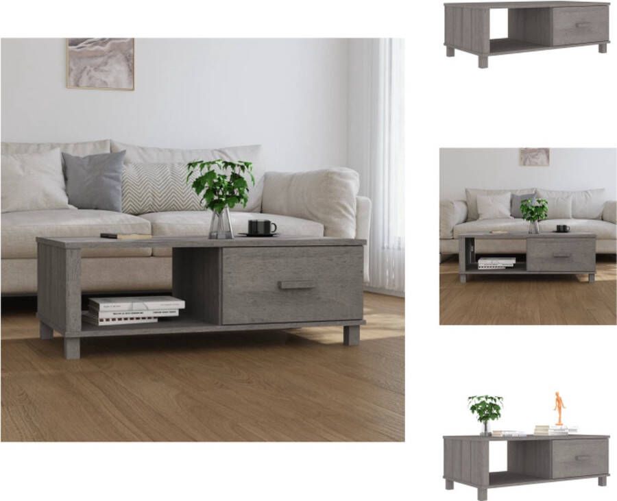 VidaXL Salontafel Salontafels Bijzettafel Banktafel Salontafel HAMAR 100x55x35 cm massief grenenhout lichtgrijs - Foto 2