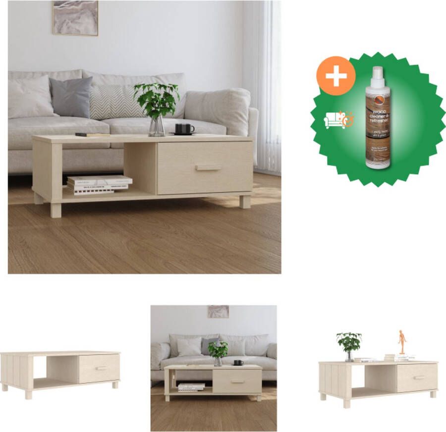 VidaXL Salontafel HAMAR 100x55x35 cm massief grenenhout honingbruin Tafel Inclusief Houtreiniger en verfrisser