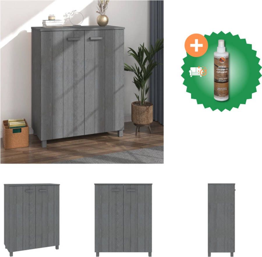 VidaXL HAMAR Schoenenkast Donkergrijs 85 x 40 x 108 cm Massief grenenhout en MDF Schoenenkast Inclusief Houtreiniger en verfrisser
