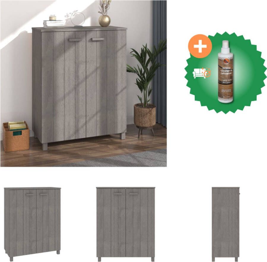VidaXL HAMAR Schoenenkast Lichtgrijs 85x40x108 cm Massief grenenhout en MDF Schoenenkast Inclusief Houtreiniger en verfrisser