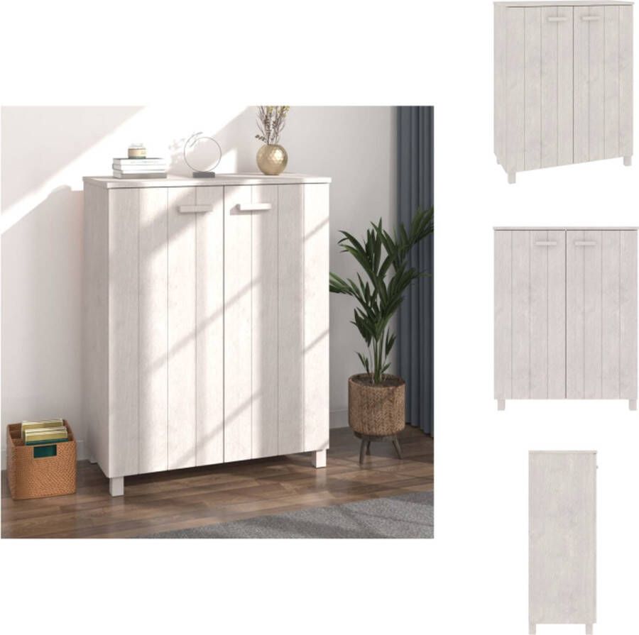 VidaXL Schoenenkast Schoenenkasten Schoenen Kast Schoenenrek Schoenenkast HAMAR 85x40x108 cm massief grenenhout wit
