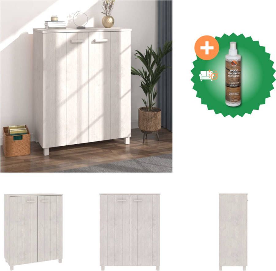VidaXL HAMAR Schoenenkast Massief grenenhout Wit 85 x 40 x 108 cm Rommelvrij ontwerp Schoenenkast Inclusief Houtreiniger en verfrisser