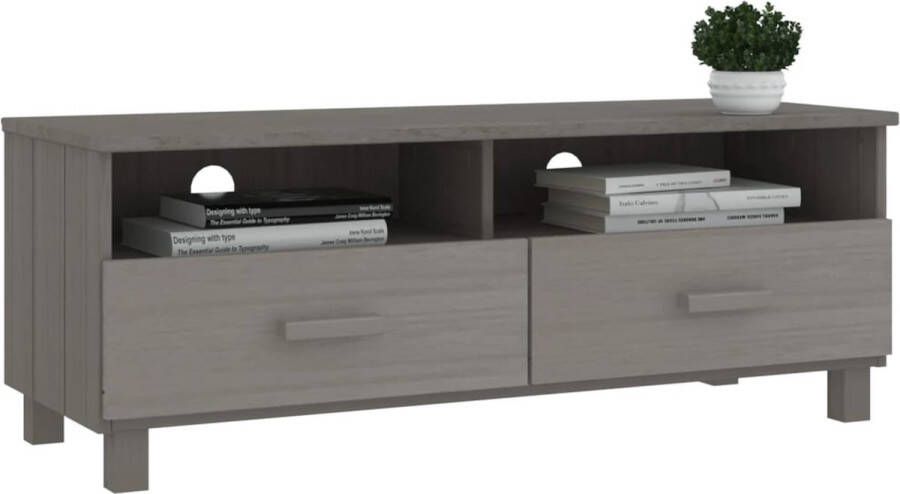 VidaXL Tv-meubel Tv-meubelen Tv Meubel Tv Kast Tv-meubel HAMAR 106x40x40 cm massief grenenhout lichtgrijs - Foto 3