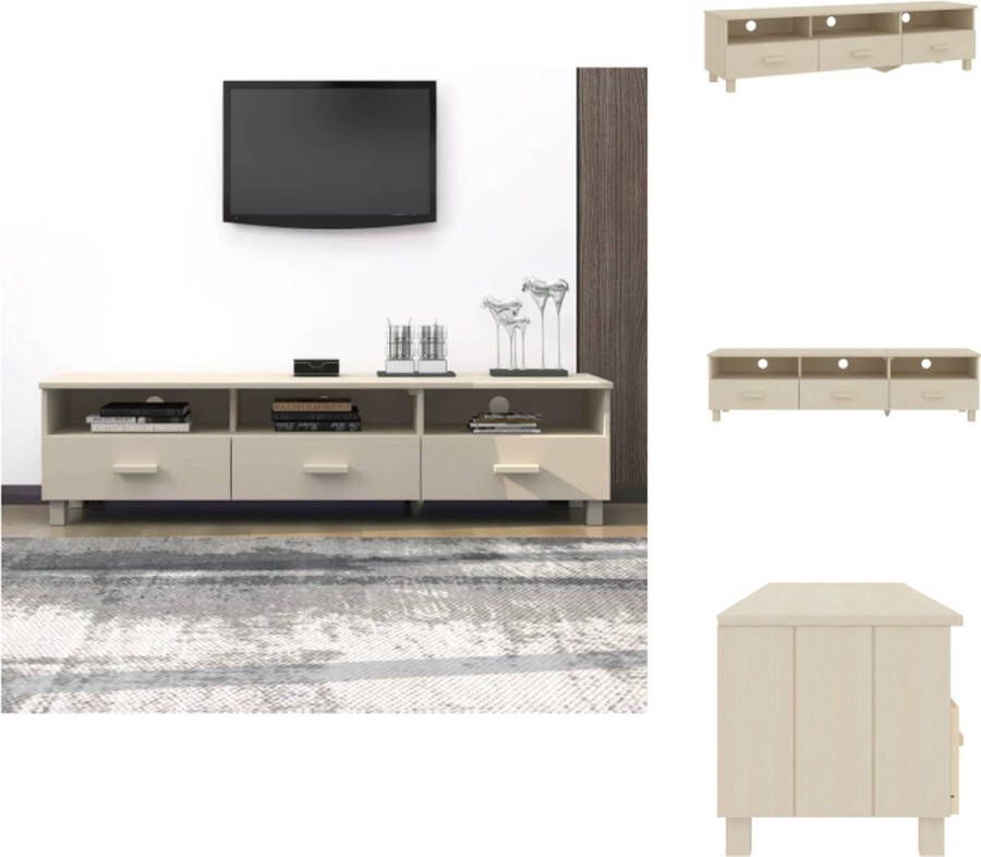 VidaXL Tv-meubel Tv-meubelen Tv Meubel Tv Kast Tv-meubel HAMAR 158x40x40 cm massief grenenhout honingbruin - Foto 2