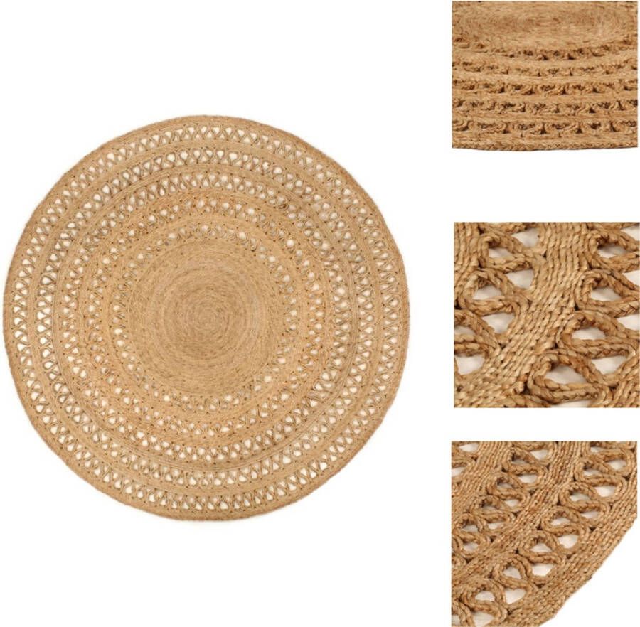 VidaXL Handgemaakt Jute Tapijt Ronde Vorm 180 cm Diameter Natuurlijke Jute Toon Vloerkleed