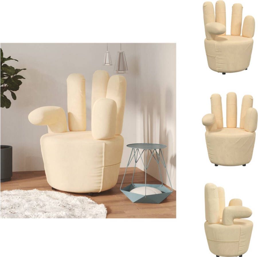 VidaXL Handvormige stoel fluweel crème 73.5 x 73.5 x 95 cm trendy ontwerp Fauteuil