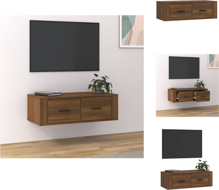 VidaXL Tv-kast Tv-kasten Tv-meubel Hifi-meubel Tv-hangmeubel 80x36x25 cm bewerkt hout bruineikenkleurig - Foto 2